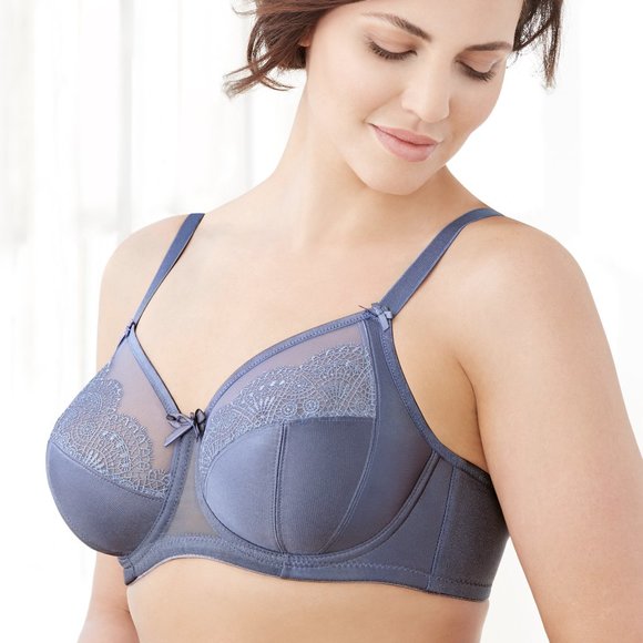 Set of 3! 40C Glamorise ELEGANCE Bra (UNDERWIRED) Lace STRETCH-STRAPS BLUE NEW - Picture 8 of 16